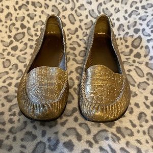 Gold leather moccasins size 39